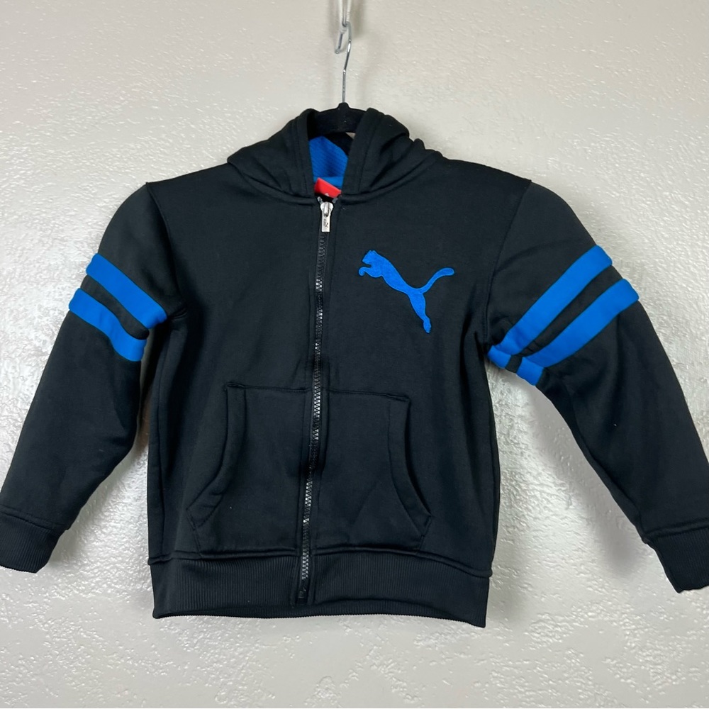 Puma boy long sleeve full zip athletic‎ blue black hoodie sweatshirt size 5